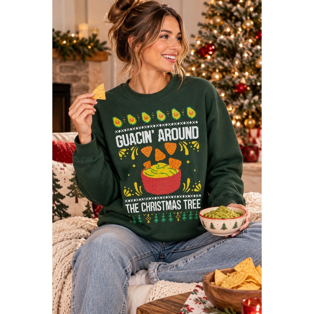 Gildan Guacin Around The Christmas Tree Funny Avocado Holiday Sweatshirt Small